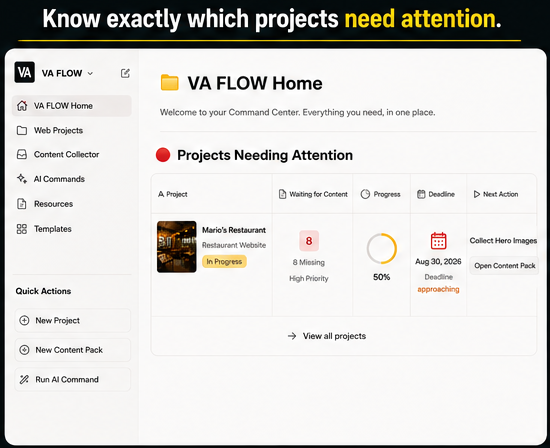 VA FLOW — Client Content System for Web Designers