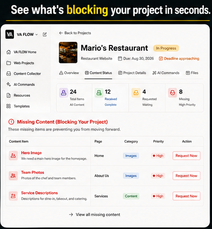 VA FLOW — Client Content System for Web Designers