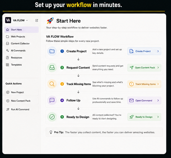 VA FLOW — Client Content System for Web Designers